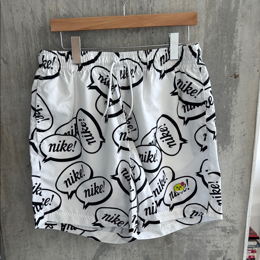 Nike White and Black Graphic Shorts